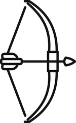 Simple line art drawing of a classic bow and arrow, ideal for icons and symbols