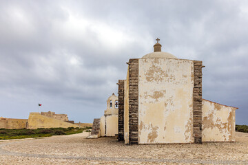 Church of Our Lady of Grace inside Fortaleza de Sagres (Fortress of Sagres), Algarve, Portugal