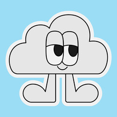 cute retro cartoon cloud character