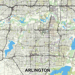 Arlington, Texas, USA map poster art