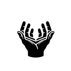 Obraz premium Minimalist logo hand silhouette on white background 