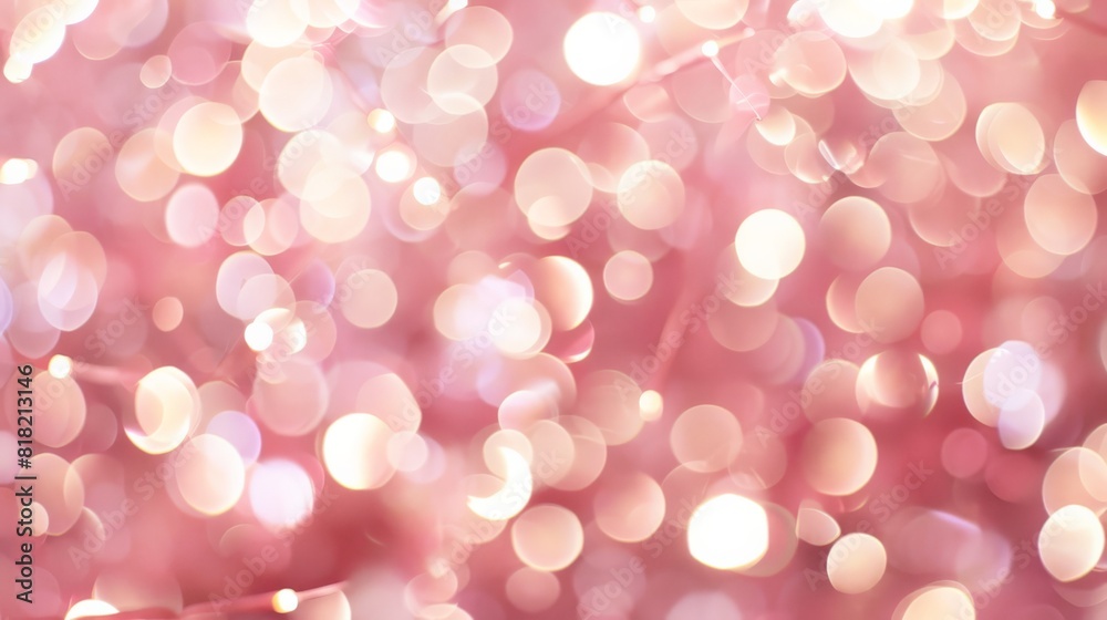 Poster soft pink bokeh background with warm light hues. ideal for romantic and gentle themes