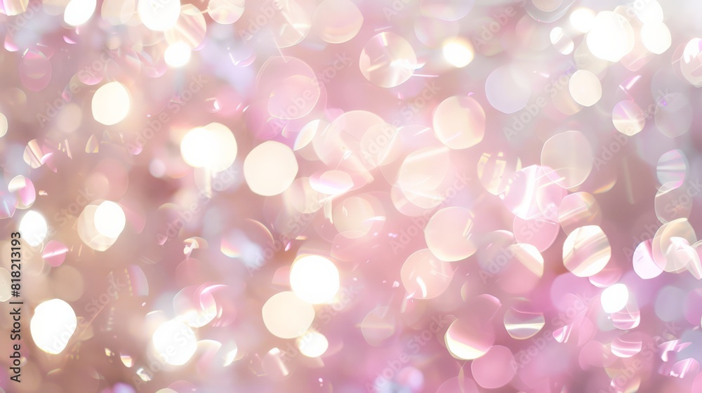 Poster Light pink and white bokeh background with a dreamy effect. Suitable for soft and romantic designs