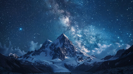Awe-Inspiring Starry Sky Above a Tranquil Mountain Capturing the Serene Beauty of Nighttime Landscapes in Stunning Astrophotography