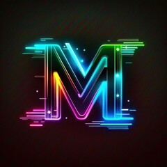 Neon letter M on dark background. Vector illustration. Eps 10