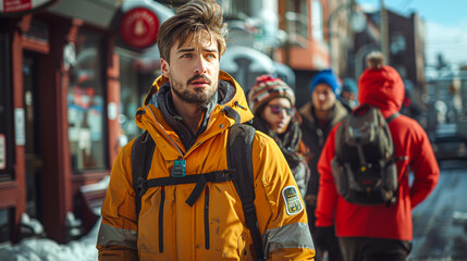Back-to-school joy as diverse Asian students with winter gear smile on campus, exuding youthful energy.