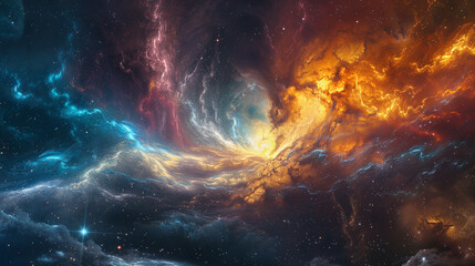Fototapeta premium Galactic Background with Sumptuous Colors Explore the Breathtaking Beauty of Nebulas in Stunning Astrophotography