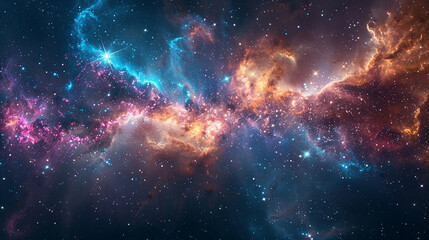 Fototapeta premium Galactic Background with Sumptuous Colors Explore the Breathtaking Beauty of Nebulas in Stunning Astrophotography