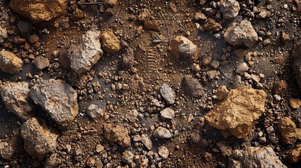 A close up of dirt and rocks.