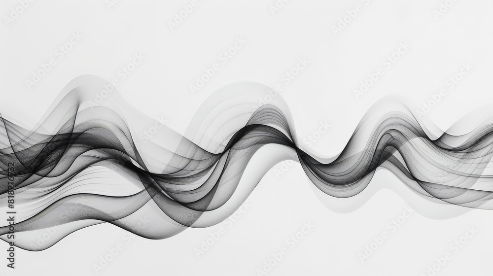Poster Elegant black and white abstract wave pattern creating a sense of movement and fluidity. Perfect for modern art, minimalist design, and digital themes