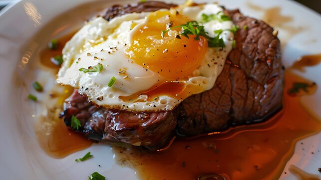 Bife a cavalo. steak topped with a fried egg