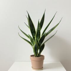 A potted plant with green leaves, possibly a succulent or herb, isolated on a white background