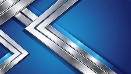 Obraz premium Abstract chrome shapes on blue background, illustration.