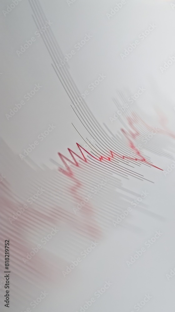 Poster seismic waves lines on paper drown by seismological device for measuring earthquakes.