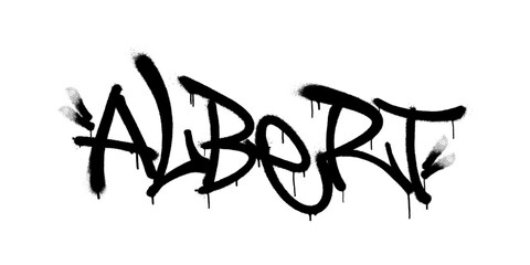 Sprayed Albert name with overspray in black over white. Vector illustration.