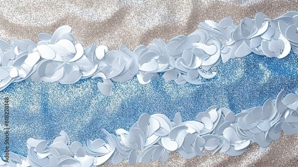 Poster abstract shiny background with blue glitter waves. scattered confetti sparkles with light blue color
