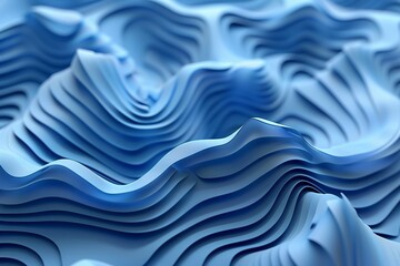 Three dimensional  of blue wavy pattern