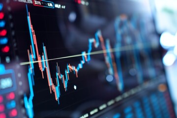 Close up of stock market chart with charts	
