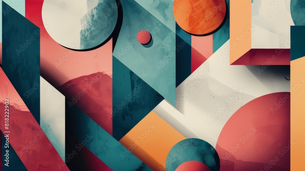 Aufkleber abstract colorful background with intersecting shapes and circles. creative concept for digital wall