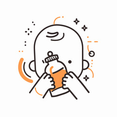 vector baby with bottle flat style .Generative AI