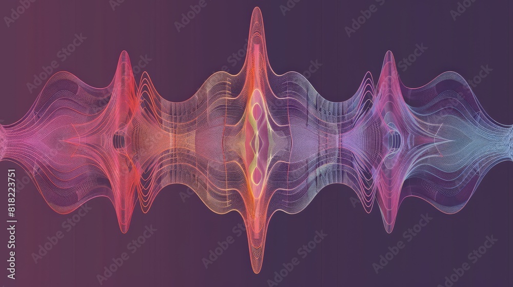 Poster vibrant purple and pink wave patterns in a dynamic abstract design, ideal for contemporary graphics