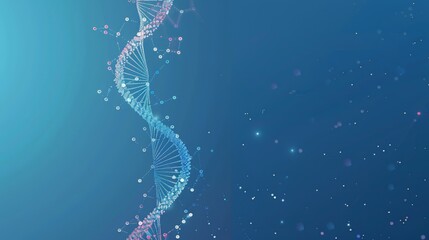 Vibrant DNA helix with blue and pink highlights, emphasizing advancements in genetic engineering and research