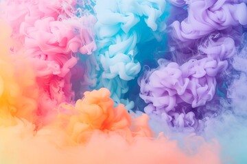 Abstract colorful smoke, pink, blue, orange, yellow, and purple smoke bombs isolated. Abstract colored background.