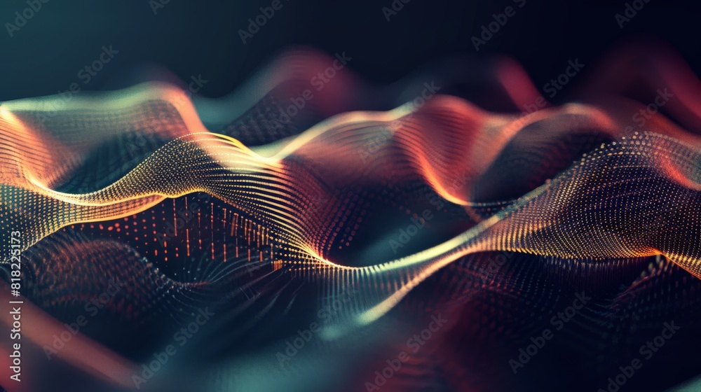 Poster Dynamic abstract pattern with golden and dark waves. Ideal for technology and futuristic themes