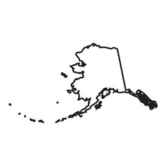 Alaska is shown in a black and white drawing