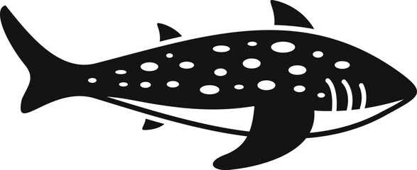 Black and white illustration of a fish with spots, suitable for various design projects