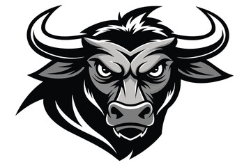 Solid color outline angry bull vector design