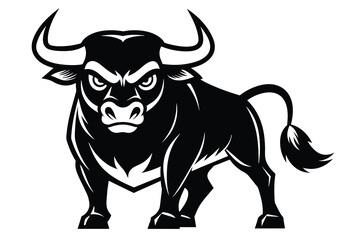 Solid color outline angry bull vector design