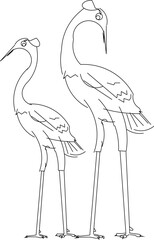 Sketch illustration vector design of unique traditional ethnic vintage stork animal statue decoration accessories