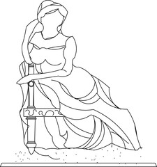 Sketch illustration vector design of traditional ethnic vintage unique statue decoration accessories