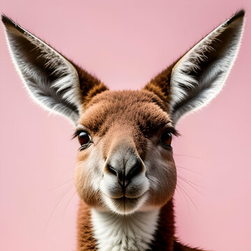 canguro sobre un fondo de color rosado