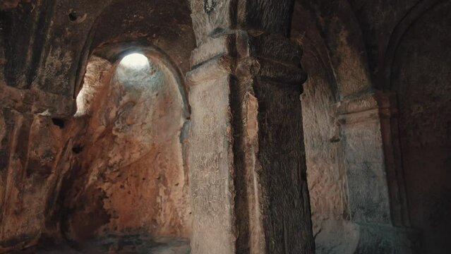 Uplistsikhe cave town near Gori city in Georgia. The ancient cave city Uplistsikhe in Georgia, UNESCO site.