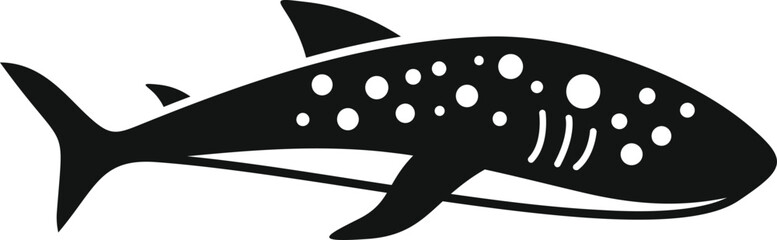 Simplistic vector design of a shark silhouette in black on a white background