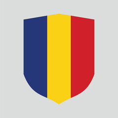 Fototapeta premium Romania Flag in Shield Shape Frame