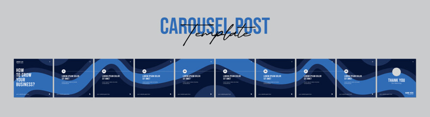 Set of Linkedin Carousel Post, editable social media Instagram carousel post, modern and creative business carousel post template, eps 10. © Graphaxil