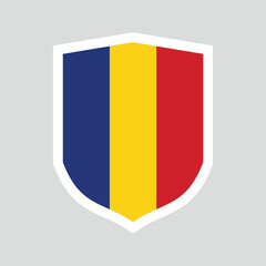 Romania Flag in Shield Shape Frame