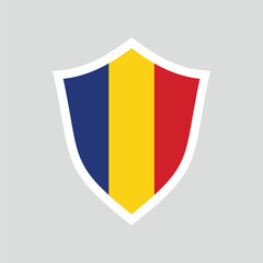 Fototapeta premium Romania Flag in Shield Shape Frame