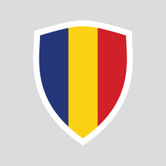 Romania Flag in Shield Shape Frame