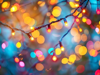 Cream abstract backdrop, soft focus, blurred multicolored festival lights, outdoor celebration bokeh effect