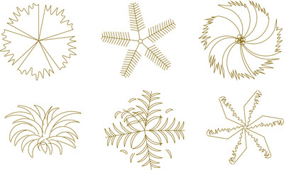 Vector illustration sketch of logo icon design, siteplan layout, tree plants seen from above for completeness of the plan