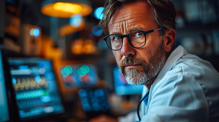 Concentrated radiologist analyzing X-rays, showcasing the importance of medical imaging.