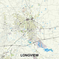 Longview, Texas, USA map poster art
