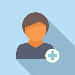 Graphic avatars representing a user profile with a medical plus sign, indicating healthcare access or support