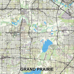 Grand Prairie, Texas, USA map poster art