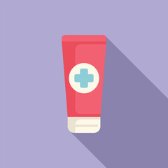 Vector illustration of a flat design first aid ointment tube with a medical cross