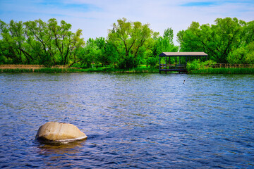 The wildlife conservation area on the lake in Hartford, Minnehaha County, South Dakota: The...
